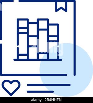 Post su libreria sui social media. Biblioteca elettronica e comunità di scambio di libri. Pixel Perfect, icona del tratto modificabile Illustrazione Vettoriale