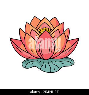 Icona fiore di loto isolato. Fiore di loto carino icona. Illustrazione Vettoriale