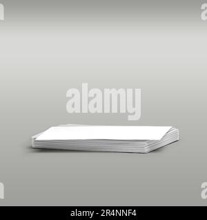 I biglietti da visita vuoti impilano isolati su sfondo grigio. Foto Stock