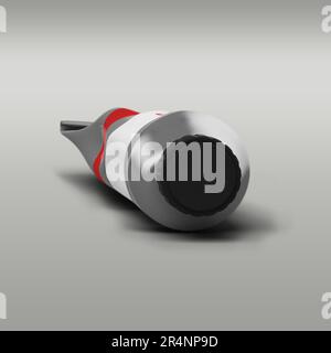 Vernice a tubo rosso pasta isolata su sfondo grigio. Foto Stock