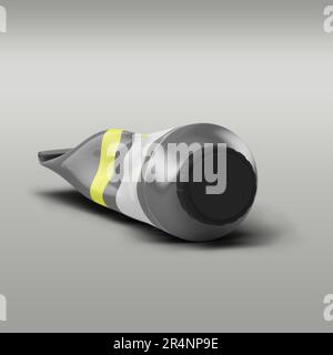 Vernice a tubo giallo pasta isolata su sfondo grigio. Foto Stock