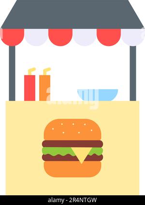 Immagine vettoriale dell'icona Burger Stall. Illustrazione Vettoriale