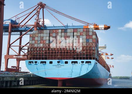 Amburgo, Hansestadt, Waterkant, Norddeutschland, Fluss, fiume, Elba, Hafen, porto, Waltershof, Container-Terminal, Container, schiff, nave, Eleonora Foto Stock