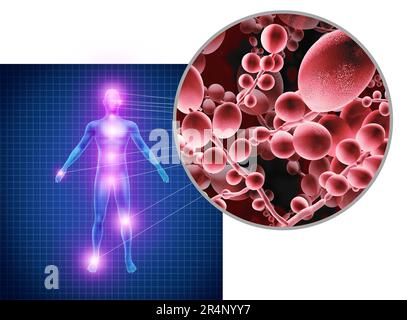 Concetto di infezione fungina umana come una minaccia microbica e mucormicosi vita fungus minaccioso come Candida auris funghi diffusione come una salute di Mycology thre Foto Stock