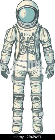 Astronauta futuristico cyborg in tuta spaziale Illustrazione Vettoriale