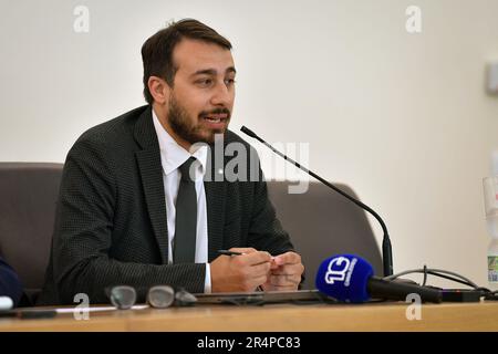 Rieti, Italia. 29th maggio, 2023. Il sindaco della città di Rieti Daniele Sinibaldi esponente di Fratelli d'Italia sindaco di Rieti Daniele Sinibaldi esponente di Fratelli d'Italia Credit: Agenzia indipendente per le foto/Alamy Live News Foto Stock