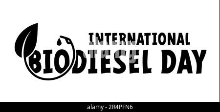 Giornata internazionale del biodiesel. Benzina cartoon, tanica con manico. Pompa biocarburante o biodiesel. Stazione di flling per auto, il biofuel è un combustibile prodotto da biomassa. Foto Stock