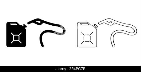 Benzina cartoon, tanica con manico. Plastica o metallo bottiglia jerry lattina. Simbolo canister. Serbatoio del carburante per il trasporto e lo stoccaggio della benzina. CAN jerryc Foto Stock