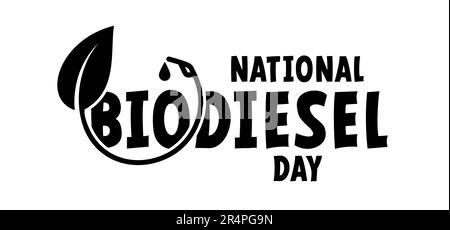 Giornata nazionale del biodiesel. Benzina cartoon, tanica con manico. Pompa biocarburante o biodiesel. Stazione di flling per auto, il biofuel è un combustibile prodotto da biomassa. Moto Foto Stock