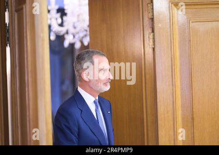 29 maggio 2023, Madrid, Madrid, Spagna: Re Felipe VI di Spagna partecipa a un pubblico aan con il presidente esecutivo della Banca di sviluppo CAF dell'America Latina, Sergio Diaz-Granados al Palazzo di Zarzuela il 29 maggio 2023 a Madrid, Spagna (Credit Image: © Jack Abuin/ZUMA Press Wire) SOLO PER USO EDITORIALE! Non per USO commerciale! Foto Stock