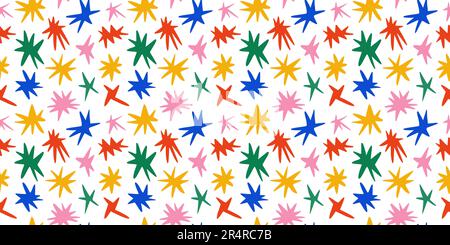 Scintille disegnate a mano senza cuciture. Colori scintillanti che ripetono lo sfondo. Astratto doodle scintilla e stelle carta da parati. Illustrazione vettoriale Illustrazione Vettoriale