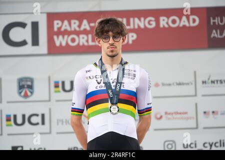 UCI World Cup, Road Races, Huntsville, Alabama, USA. 29th maggio, 2023. Alexandre Leaute di Francia, vincitore della gara su strada maschile C2. Credit: Casey B. Gibson/Alamy Live News Foto Stock