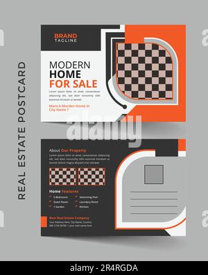 Design di modelli di cartoline per immobili aziendali in formato vettoriale, immobiliare aziendale e casa appartamento Illustrazione Vettoriale