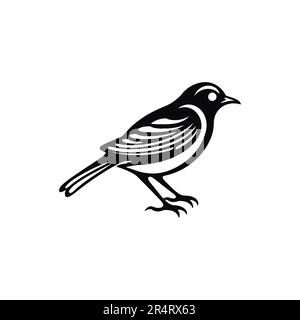 Vettore di schizzo con contorno uccello. Illustrazione lineare disegnata a mano. Silhouette monocromatica per libro da colorare. . Illustrazione vettoriale Illustrazione Vettoriale