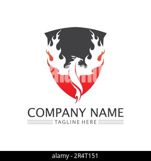 modello di disegno vettoriale icona logo fire flame Illustrazione Vettoriale