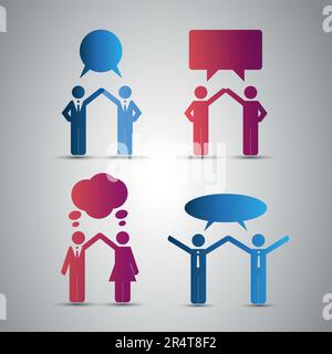 Popoli icone con Speech Bubbles Illustrazione Vettoriale
