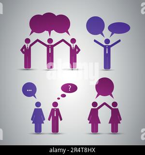 Popoli icone con Speech Bubbles Illustrazione Vettoriale