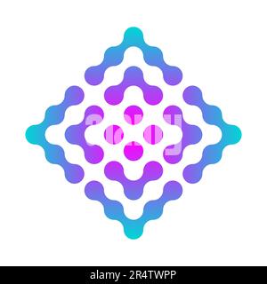 Struttura meta palle ciano magenta. Composizione punti connessi. Gradiente di colore. Logo Union Concept. Modello di icona di meta palla geometrica astratta. Vettore Illustrazione Vettoriale