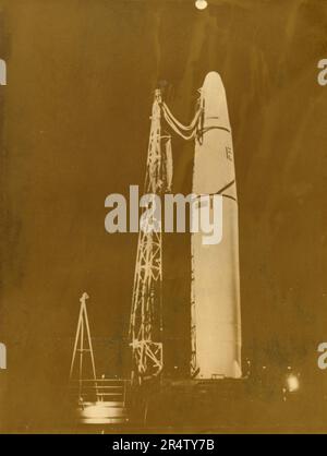 MISSILE balistico della GAMMA INTERMEDIA THOR DELL'AERONAUTICA DEGLI STATI UNITI testato a Cape Canaveral, USA 1958 Foto Stock