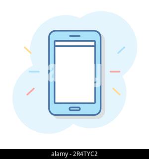 Icona dello smartphone in stile cartoon flat su sfondo bianco isolato. Illustrazione vettoriale Illustrazione Vettoriale