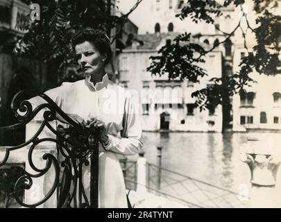 L'attrice americana Katharine Hepburn nel film Summertime, USA 1955 Foto Stock