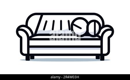 Icona divano, segno lineare su sfondo bianco. Illustrazione vettoriale Illustrazione Vettoriale