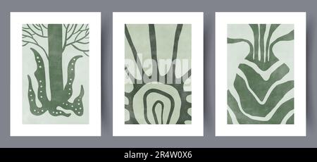 Improvvisazione astratta composizioni wall art print Illustrazione Vettoriale