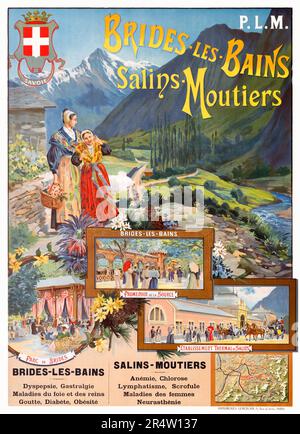 P.L.M. Brides-les-Bains. Salins Moutiers di Henri Ganier Tanconville (1845-1936). Poster pubblicato nel 1895 in Francia. Foto Stock