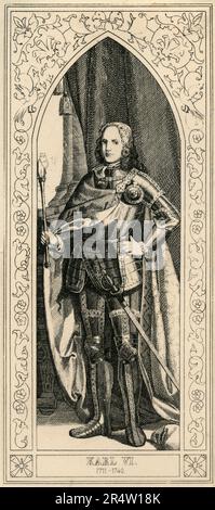 Ritratto dell'imperatore del Sacro Romano Impero Carlo VI, incisione, Austria 1806 Foto Stock