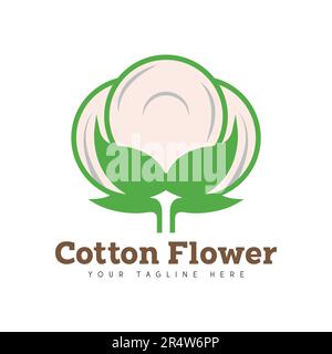 Fiore di cotone con logo Illustrazione Vettoriale