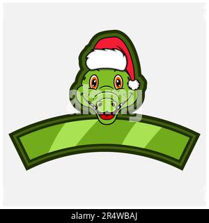Logo, icona, filigrana, distintivo, emblema ed etichetta con cappello di Natale. Vettore e illustrazione. Illustrazione Vettoriale
