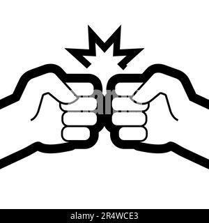 Due colpi di pugno. Due mani che saltellano insieme. Illustrazione del vettore piatto isolata su sfondo bianco. Illustrazione Vettoriale