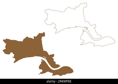 Krems an der Donau città e distretto (Repubblica d'Austria o Österreich, bassa Austria o Niederösterreich stato) mappa vettore illustrazione, scrible sk Illustrazione Vettoriale