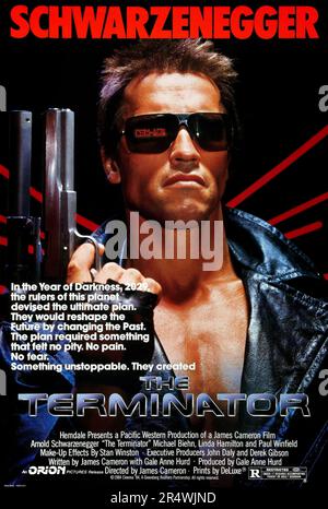 Il terminatore è un 1984 American science fiction film d'azione diretto da James Cameron, scritto da Cameron e il produttore del film Gale Anne Hurd, e interpretato da Arnold Schwarzenegger Michael Biehn Linda Hamilton e Paul Winfield. Il film racconta la storia del terminatore, un cyborg assassin inviato indietro nel tempo a partire dall'anno 2029 al 1984 per uccidere Sarah Connor. Foto Stock