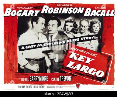 Film poster per Key Largo staring Humphrey Bogart, Edward G. Robinson, Lauren Bacall. Datata 1948 Foto Stock