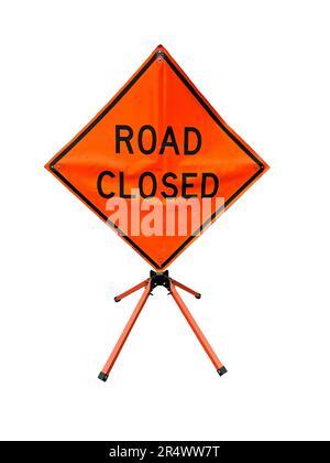 Orange Road Closed Street sign isolated Foto Stock