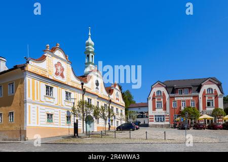 Renesancni radnice, Kasperske Hory, Sumava, Ceska republika / municipio rinascimentale, Kasperske Hory città, Sumava, Repubblica Ceca Foto Stock