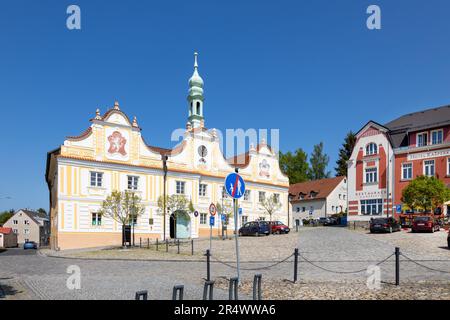 Renesancni radnice, Kasperske Hory, Sumava, Ceska republika / municipio rinascimentale, Kasperske Hory città, Sumava, Repubblica Ceca Foto Stock