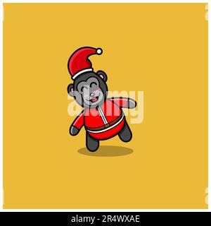 Divertente cute Baby King Kong . Personaggio, mascotte, icona, Logo, Cartoon e Cute Design. Vettore e illustrazione. Illustrazione Vettoriale