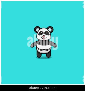 Cute Baby Panda . Carattere, Logo, icona e ispirazione Design. Vettore e illustrazione. Illustrazione Vettoriale