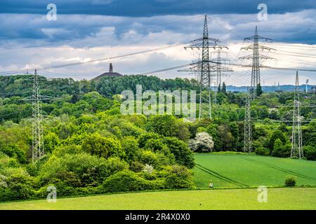 Vista dal Mechtenberg di Essen allo slagheap Rheinelbe di Gelsenkirchen NRW, Germania Foto Stock