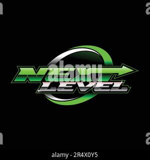 Logo di livello successivo, scritta con logo moderno per il tuo marchio, modello, segno, simbolo, icona Illustrazione Vettoriale