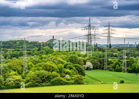 Vista dal Mechtenberg di Essen allo slagheap Rheinelbe di Gelsenkirchen NRW, Germania Foto Stock