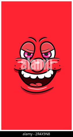Cartone animato le persone carino affrontano con espressione di risata per sfondo e Walpaper. Vettore di ritaglio. Vettore e illustrazione Illustrazione Vettoriale