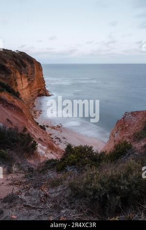 Vista delle scogliere e della spiaggia ad Anglesea, Australia; Anglesea, Victoria, Australia Foto Stock