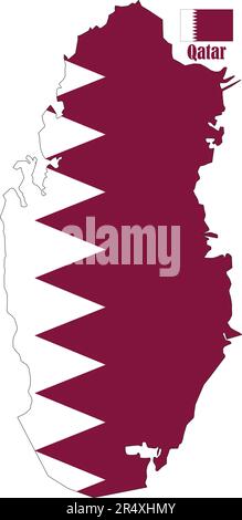 Mappa e bandiera del Qatar Illustrazione Vettoriale