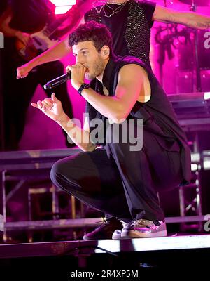 Sebastián Yatra, durante la sua presentazione alle Fiestas del Pitico 2023 il 28 maggio 2023 a Hermosillo, Messico. Sebastián Obando Giraldo, cantante e compositore colombiano.​ © (© Photo by Ana Jhonson/Norte Photo) Sebastián Yatra, durante su presentacion en las Fiestas del Pithic 2023 el 28 Mayo 2023 en Hermosillo, Mexico. Sebastián Obando Giraldo, cantante y compositor colombiano.​ © (© Foto por Ana Jhonson/Norte Photo) Foto Stock