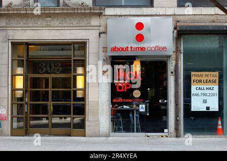 About Time Coffee, 303 Park Ave S, New York, NYC foto del negozio di un'app bar di Manhattan, supportata da una capitale di rischio. Foto Stock