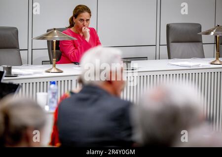 L'AIA - Paesi Bassi, 30/05/2023, il Ministro Carola Schouten (Politica di povertà, partecipazione e Pensioni) prima del voto del Senato sulla legge pensionistica che rende possibile un nuovo sistema pensionistico. Si tratta di una delle più grandi riforme degli ultimi decenni. Le attività pensionistiche olandesi si stanno spostando da un piatto collettivo a un piatto in gran parte individuale. ANP ROBIN UTRECHT olanda fuori - belgio fuori Foto Stock