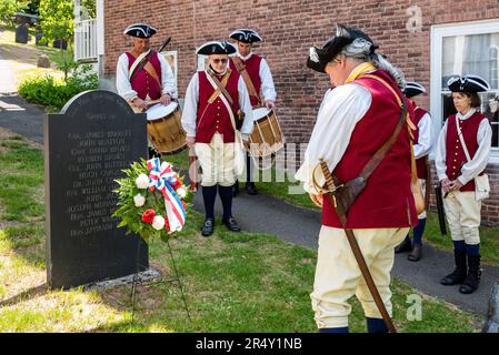 Concord Minute Men alla sfilata del Memorial Day a Concord, Massachusetts Foto Stock